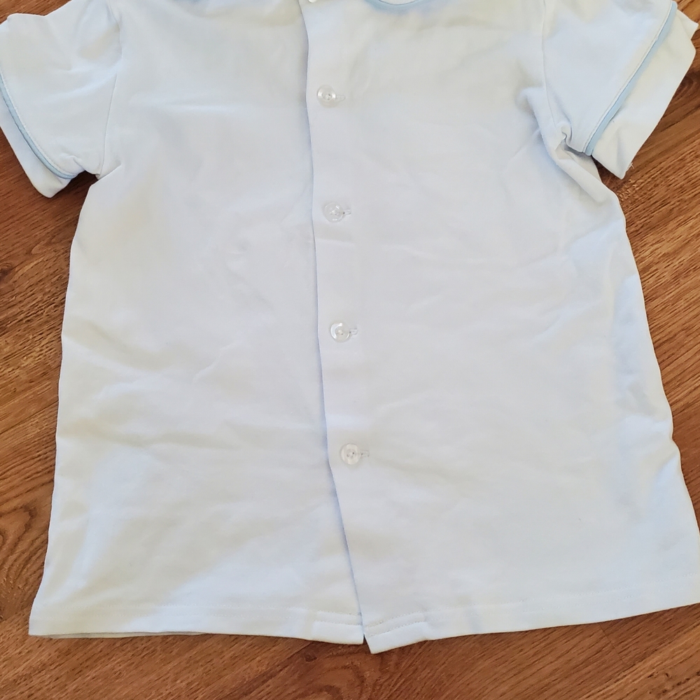 Stitchy Fish Size 5 Kids Light Blue Sailboat Beach Lounge Pajama Set Vintage - Picture 8 of 10